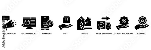 Shopping banner web icon vector illustration concept for� promotion, ecommerce, payment, gift, price, free shipping, loyalty, reward