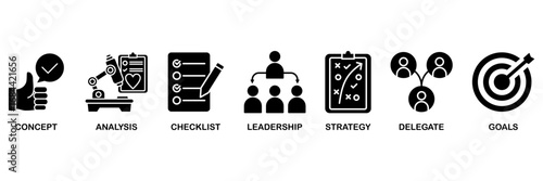 Planning banner web icon vector illustration concept for� concept, analysis, checklist, leadership, strategy, delegate and goals