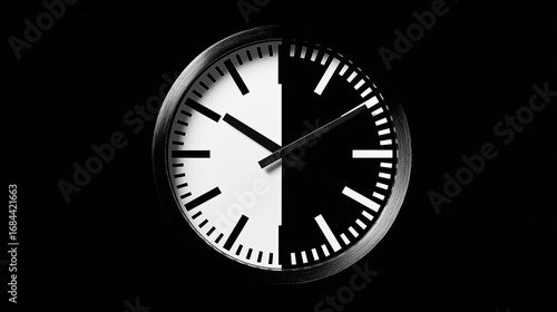 Wallpaper Mural Black and White Two - Tone Clock for Time & Minimalist Themes Torontodigital.ca