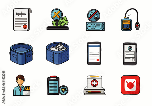 Presenting a versatile collection of modern flat line art icons, illustrating essential concepts for business, finance, healthcare, and digital applications.