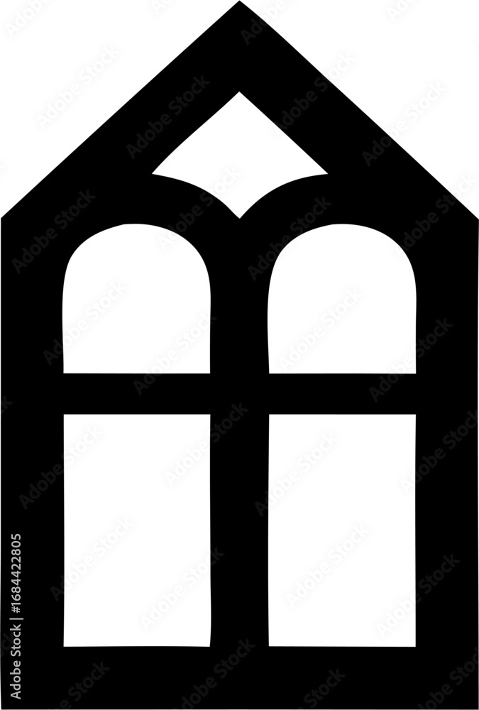 Fototapeta premium Window Silhouette Vector Illustration | Home Interior Architecture Frame Design