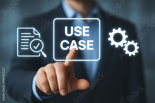 USE CASE. Use case analysis business technology concept. Case study education.new