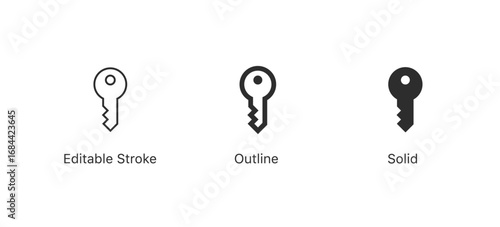 key icon set for security, access, login, access, password management, privacy | editable stroke, outline, and solid icons
