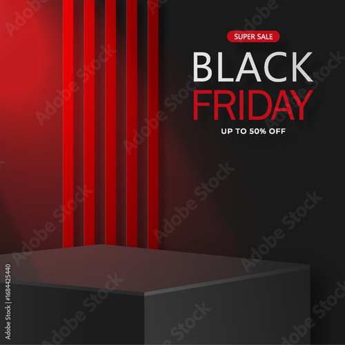 3d Round podium stage for Black Friday sale poster