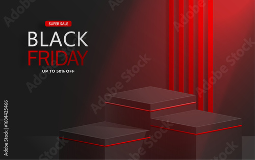 3d Round podium stage for Black Friday sale poster