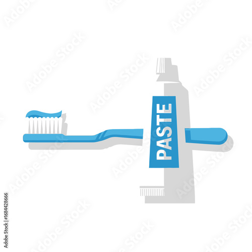 A Minimalistic Depiction of Dental Care Essentials with a Toothbrush and Toothpaste Tube