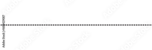 Straight Dotted Line Divider on White Background. Minimal black dotted line horizontally across  , perfect as a divider, border, or decorative design element in layouts.

