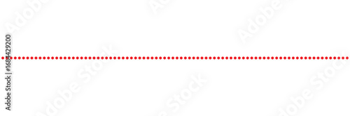 Straight Dotted Line Divider on White Background. Minimal red dotted line horizontally across  , perfect as a divider, border, or decorative design element in layouts.

