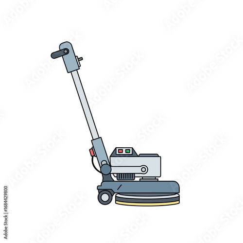 Floor polisher illustration with simplified design and colorful outline on plain backdrop