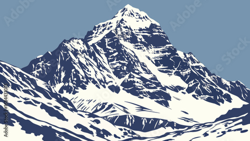 Beautiful mountain landscape with snow capped peaks for hiking and outdoor adventure travel destination