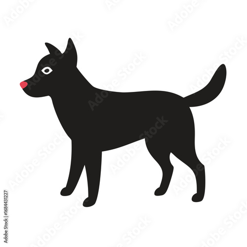Standing black dog side view icon