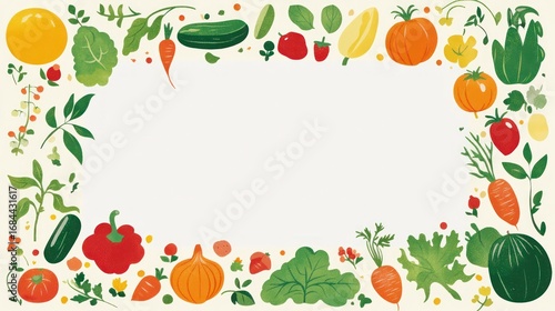 Wallpaper Mural Colorful vegetable border frame, fresh produce illustration, blank space, stock photo Torontodigital.ca