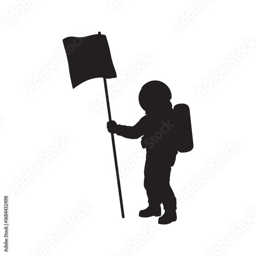 Astronaut silhouette with flag