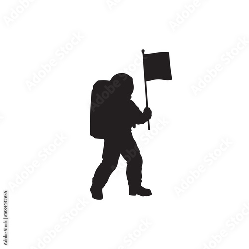 Astronaut Silhouette Flag