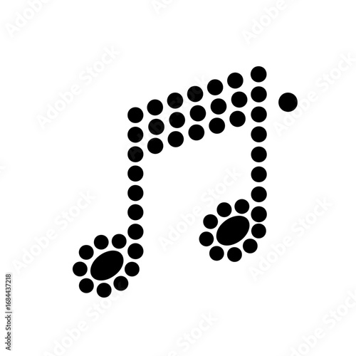 Musical note composed of circles against a white background conveying music and rhythm