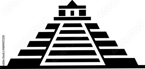 A Mayan Pyramid Like Chichen Itza Clean Vector Silhouette
