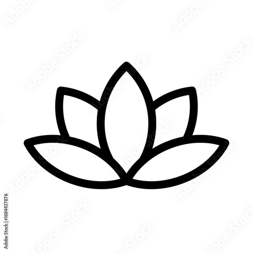 Lotus Flower Line Icon of Spa and Wellness Retreats Icon Set