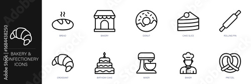 Bakery and Confectionery Line Icon Set