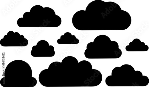 A Set of Different Cloud Type Icons Clean Vector