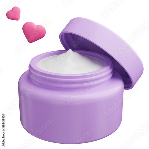 Cosmetic cream 3d illustration icon in purple case.