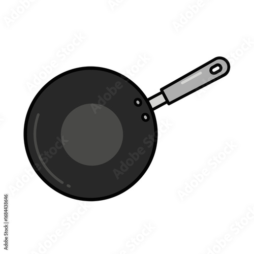 Illustrated kitchen utensil: a sleek, modern frying pan for culinary arts and design projects