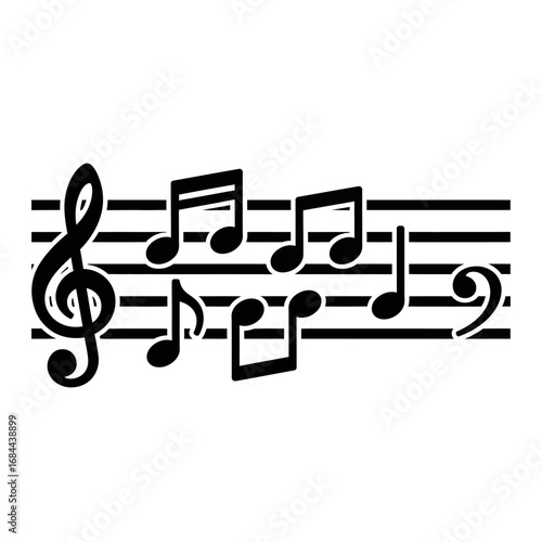 Musical composition notes arrangement for creative arts or melodic pattern concept