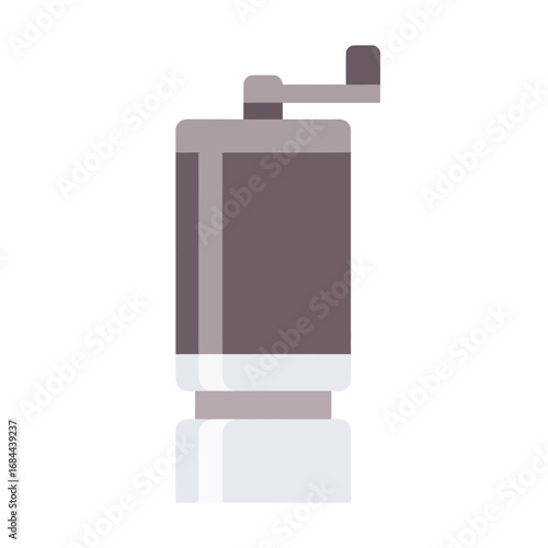Stylized depiction of a manual coffee grinder in minimalist design conveying culinary tradition