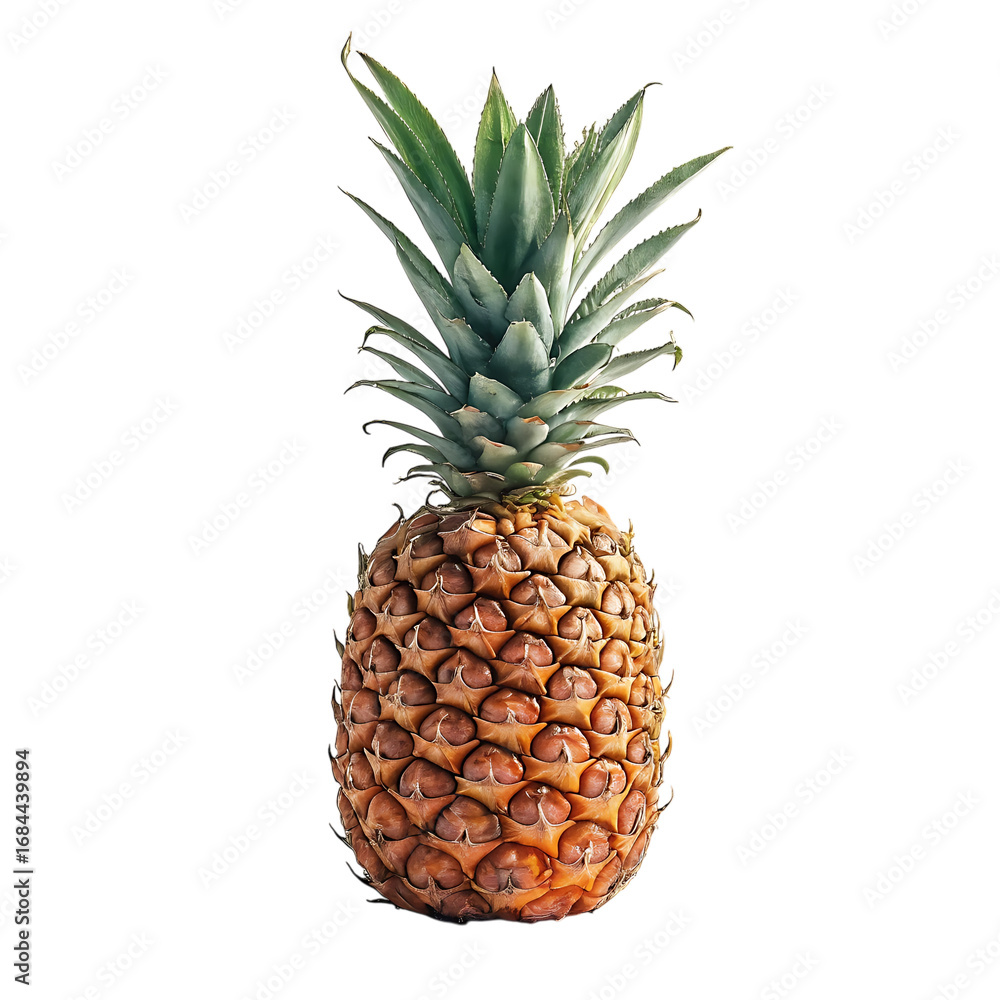 Fototapeta premium Fresh pineapple with green leaves isolated on white background
