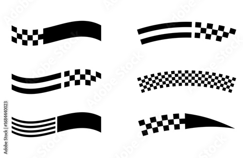 Checkered Racing Flag Wave Elements.