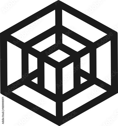 The Necker Cube Illusion Simple Graphic Symbol