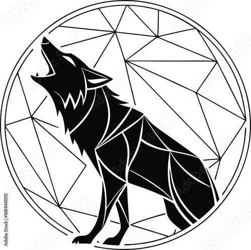 Vector illustration of a black and white cat, a communication icon