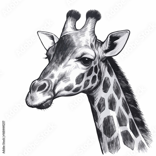 Detailed Giraffe Head and Neck Sketch.
