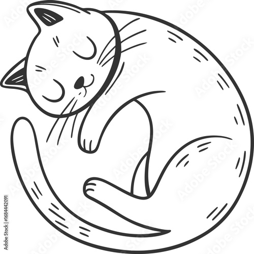Cartoon drawing of a cat and mouse silhouette on a branch with a bird and a fish