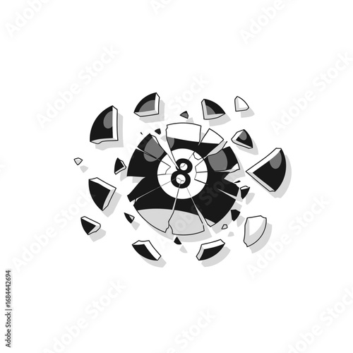 Shattered Eight Ball: A visual metaphor for unpredictability and game changing moments in life