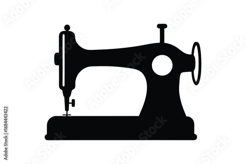Sewing machine  silhouette vector illustration, Set of black Sewing machine  silhouette