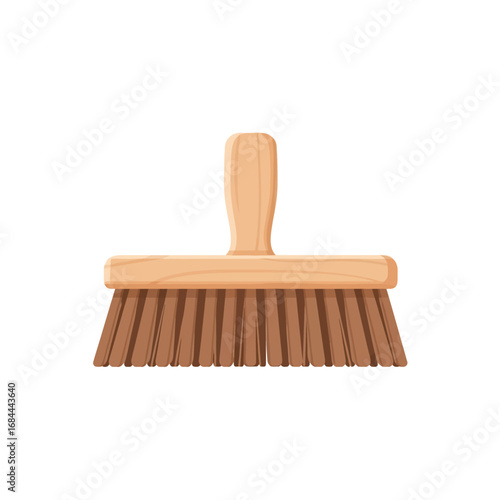 Simple illustration of a wooden handled brush with bristles isolated on white background