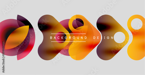 Abstract shapes overlap, creating vibrant color gradients. Modern design element for backgrounds, presentations. Smooth transitions present visual harmony.