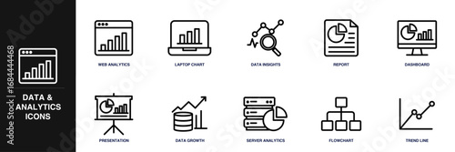 Data and Analytics Line Icon Set