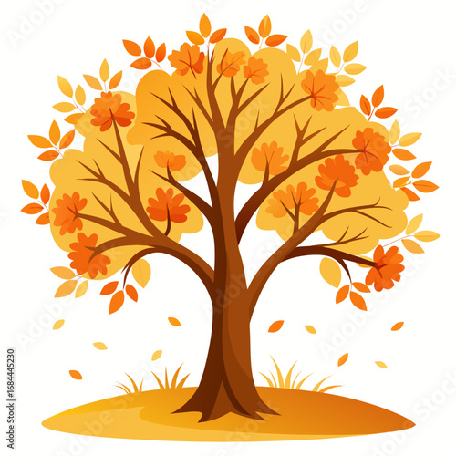 Colorful autumn trees landscape isolated vector illustration on white background