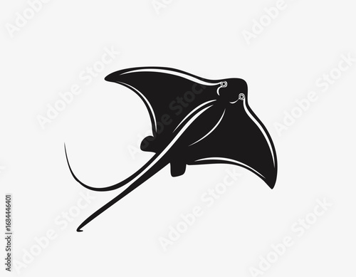 Stingray Animal Vector Logo in Minimalist Black and White, Simple Design Ideal for Wildlife Branding and Nature Illustration
