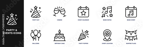 Party and Events Line Icon Set