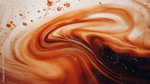 Close-up view of cappuccino with beautifully textured milk foam. abstract liquid substance