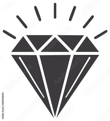 Shiny Diamond Gemstone Silhouette Icon Sparkle and Shine