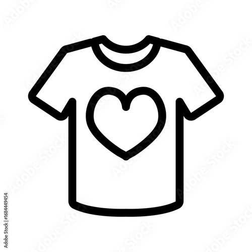 Charity T-Shirt Line Icon of Volunteering and Charity Icon Set