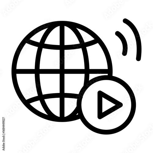 Global Stream Line Icon of Broadcast and Streaming Icon Set