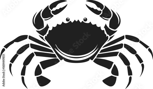 Crab Animal Vector Logo in Minimalist Black and White, Simple Design Ideal for Wildlife Branding and Nature Illustration
