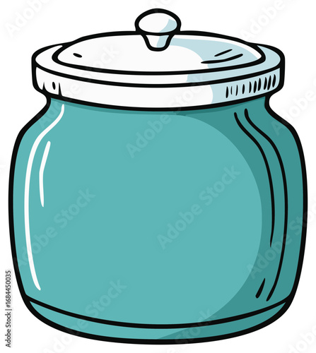 Teal storage jar with white lid illustration empty container kitchenware design