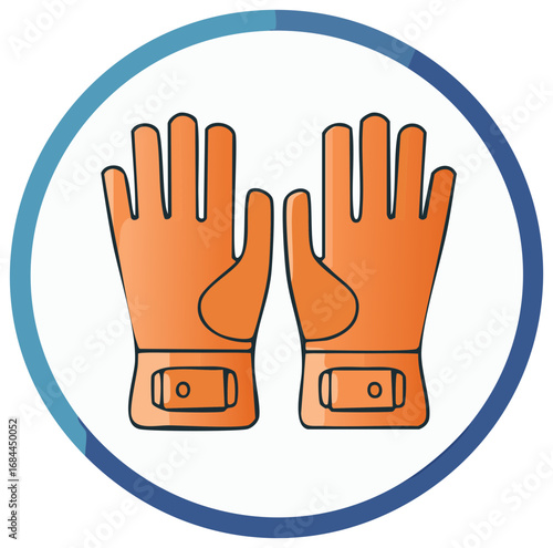 Vector icon of orange work gloves for safety personal protective equipment
