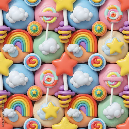 Cute candy land seamless pattern background.