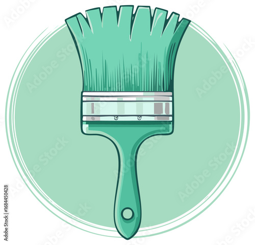 Teal Paintbrush with Circle Design Painting Supplies Art Hobby Craft Project